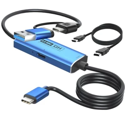 Image de YCE Carte d&#039;acquisition vidéo 2 mètres de Fil Capture USB C + PD100W vers 3.0/USB C+Audio,Capture 1080P 60FPS pour Les Jeux,Le Streaming,l&#039;enseignement,la vidéoconférence