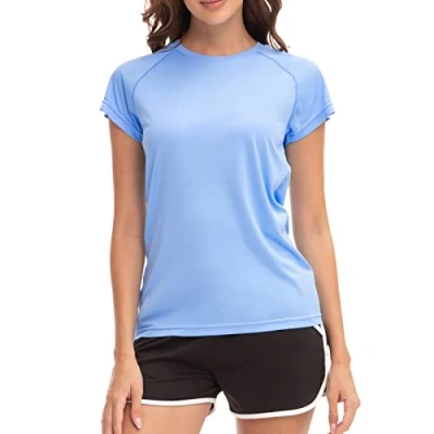 Image de FEIXIANG MEETWEE Femme Surf Shirt Rash Guard UV Shirts Natation Tankini UPF 50+ Manches Courtes Maillot de Bain