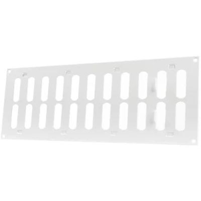 Image de grille de ventilation réglable avec anti insectes Blanc 400 x 150 mm Pour applications chauffage, refroidissement et Utilisation intérieure extérieure Sans vis