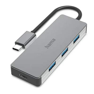 Image de Hama Hub USB C Multiport Data (USB 3.2 Gen2, 4 Ports, Vitesse de Transfert Super Speed 10Gbits/s, Boitier Aluminium Robuste, Garantie 10 Ans, Plug &amp; Play, Compatible Thunderbolt 3/4) Anthracite