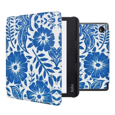 Image de Étui de liseuse portefeuille design Slim Hard Sleepcover avec support Kobo Sage / Tolino Epos 3 Flower Tile iMOSHION®