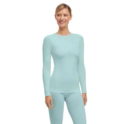Image de FALKE Femme Warm Round Neck W L/S SH Fil Fonctionnel Séchage Rapide Couche De Base Supérieure, Vert Jade 7439, L EU