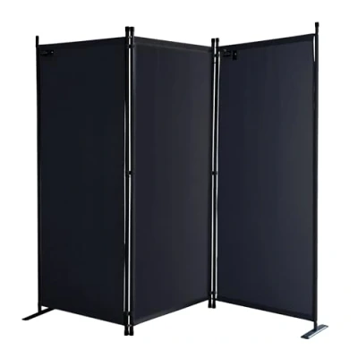 Image de QUICK STAR Paravent 170 x 165 cm Séparateur de Tissu Jardin en 3 Parties Pliable Balcon Écran confidentialité partition Noir