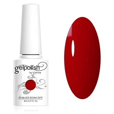Image de Vishine Vernis à ongles 8ml Semi permanent Soak off UV LED Nail Art Manucure Base Top Coat Rouge vif #1535