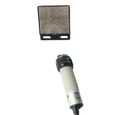 Image de capteur photoélectrique rétroréflectif M18 NPN/PNP/AC, d&#039;évitement d&#039;obstacles à infrarouge avec réflecteur miroir, Distance de 2m(PNP NO)