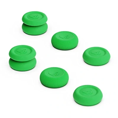 Image de Skull &amp; Co. Ensemble de Poignées Pouce, Capuchon Joystick, Stick Analogique pour Nintendo Switch Manette Pro PS5 / PS4 Slim/Manette Vert néon, 3 Paires (6 Pièces)