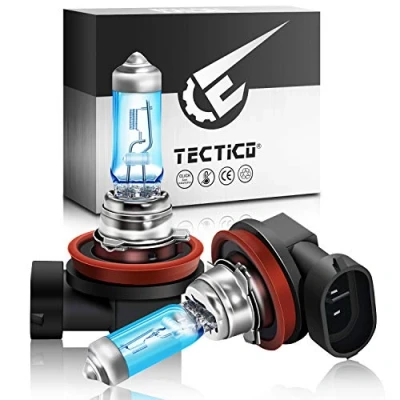 Image de TECTICO H11 Antibrouillard 55W Blanc chaud 130% plus de luminosité, Feux Croisement/Feux Route 12V Ampoule Brouillard, 2 pièces