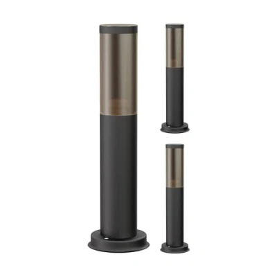 Image de ledscom.de 3 pièces Lumière de chemin/Borne d&#039;éclairage/Lampe jardin PORU pour l&#039;extérieur, aspect fumé, IP44, 38,5 cm, noir, 1x E27 max. 40W