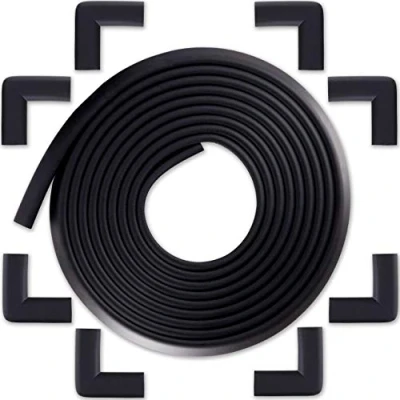 Image de Protection des Bords et Coins de Meubles Bébé Earth Kit Sécurité avec 8 Angles Rebord 6m en Mousse pour Table Plus Bien Protéger Les Enfants Bloque Porte Offert Noir