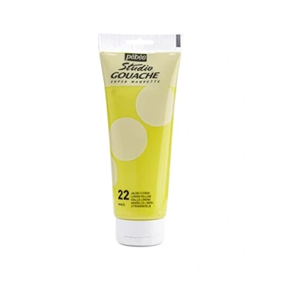 Image de Pébéo Peinture Gouache 220ml Tube de Qualité Fine Idéal Travaux Étude 1 220 ml Jaune Citron