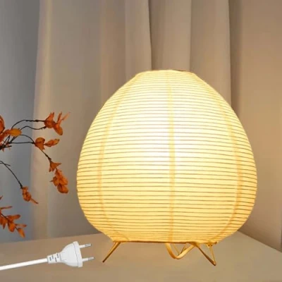 Image de abat jour en papier de riz lampe table papier, chevet blanche lampadaire avec douille E14, interrupteur et ampoule, suspendue remplacement