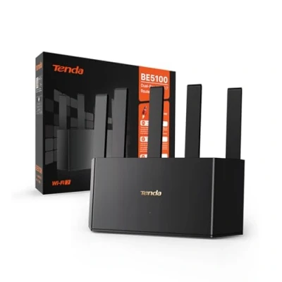 Image de Tenda Routeur Wi FI 7 BE5100 Dual Bande, Mesh WiFi, WiFi Routeur, 1x2,5 Gbps + 3X Ports WAN/LAN Gigabit, Antennes Verticales, 4K QAM, MLO, Streaming 8K, Jeux VR/AR, NFC, VPN, RE6L Pro