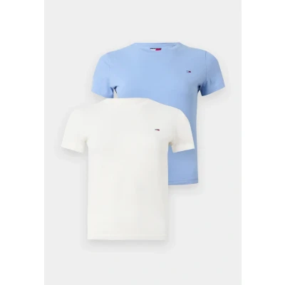 Image de Tommy Jeans C NECK TEE 2 PACK Tshirt basique, Femme, Taille: 44, Ecru/vinatage iris