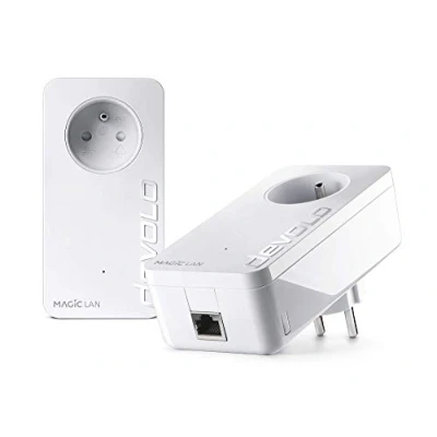 Image de devolo Magic 1 LAN : Starter Kit CPL pour un internet fiable dans toute la maison via le circuit électrique, idéal télétravail, prises françaises