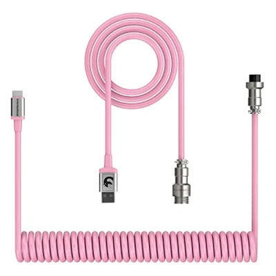 Image de XINMENG câble de charge type C, clavier USB C avec connecteur d&#039;aviateur, transmission stable des données, peut être utilisé pour le chargement ou la connexion mécanique, rose