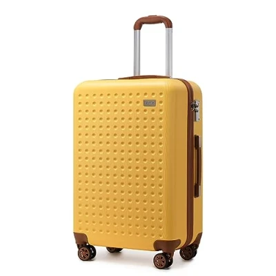 Image de Kono Valise Cabine 57cm, Bagage en ABS Rigide 4 roulettes de Voyage avec Serrure TSA (Jaune)