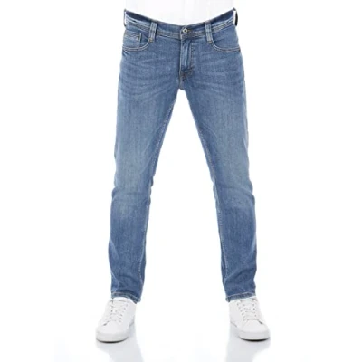 Image de Mustang Oregon Pantalon en denim, extensible, coupe fuselée, 99 % de coton, bleu, gris, noir, taille :W30 W40 Bleu W38
