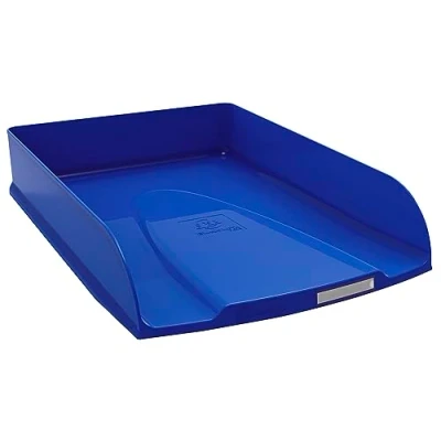 Image de Exacompta Réf. 11124D 1 corbeille à courrier COMBO STYLI NeoDeco pour documents au format A4+ dim 34 x 25 6,5 cm porte étiquette peut contenir 500 feuilles couleur bleu de France