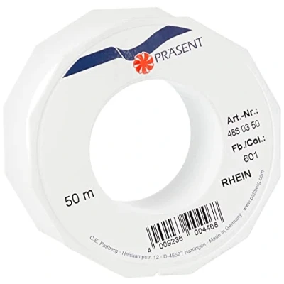 Image de PRÄSENT C.E. Pattberg RHEIN Fil Queue de Rat Blanc, Bobine 50 m Cordon Satin pour Bracelet, cordelette Collier, Largeur 3 mm, Emballage Cadeau, Accessoire décoration