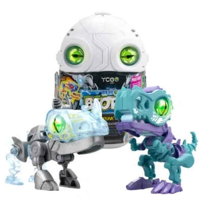 Image de YCOO Robots Dinosaure Cyber Punk Duo dans Son Oeuf Surprise à Construire Effets Sonores Et Lumineux 6 Biopods Différents Collectionner 9 cm Dès 5 Ans
