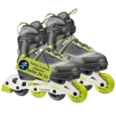 Image de HUDORA Inline Skates Mia/Leon Patins à roulettes pour Enfants/Adolescents &amp; Adultes en différentes Tailles Couleurs Rollers réglables 4 Confortables stylés