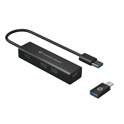 Image de Hub USB Conceptronic HUBBIES06B Noir (1 Unité)