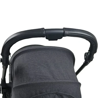 Image de gogolotom Housse de poignée en cuir synthétique compatible avec les poussettes Cybex Melio Carbon protection pour accoudoir poussette (pour maman, noir)