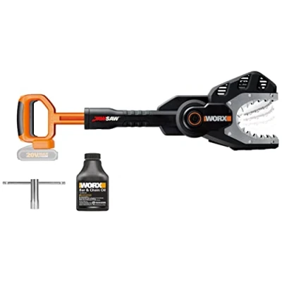 Image de WORX Elagueuse / tronçonneuse à chaîne 20V WG329E.9 ⌀ 10 cm (Guide de 15 cm, Longueur lame 60 livrée sans batterie ni chargeur)