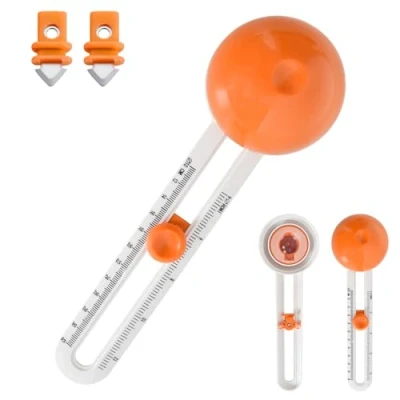 Image de Coupe Papier Circulaire Réglable, Cercle Rotatif Anti dérapant, Rotary Circle Cutter avec Lames de Rechange, Coupeur Coupez des Cercles 4 à 12 Pouces (Couleur Orange)