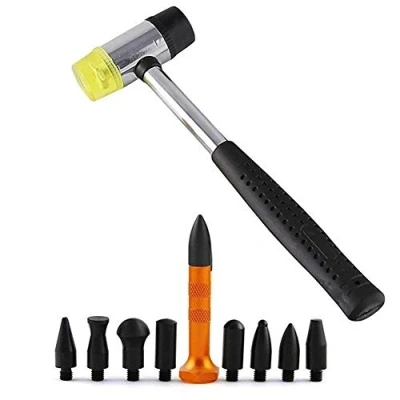 Image de Outils GS PDR Kit de débosselage carrosserie sans peinture de10 articles. Marteau en caoutchouc, pointeaux. Pour voiture, porte réfrigérateur