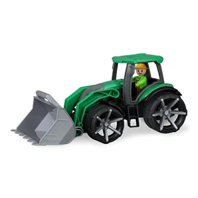 Image de Lena 04517 Truxx² Tracteur avec pelle avant, Véhicule utilitaire env. 34 cm, robuste et figurine de jeu entièrement mobile, pour enfants à partir 2 ans, jouet Vert/noir