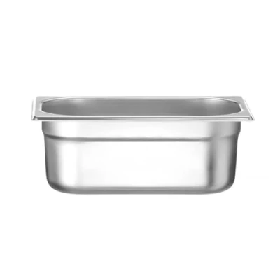 Image de HENDI Bac Gastronorme, GN 1/4, résistance thermique 40 C à 300 C, utilisable dans des fours convection, réfrigérateurs, bain maries, chafing dishes, 2.8L, 265x162(H)100mm, inox