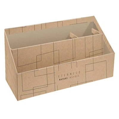 Image de Exacompta Réf. 67947D 4 Trieurs vertical/porte lettres Organiseurs 3 compartiments en carton Eterneco Dimensions 25x10x14 cm Pots à crayon de couleur Brun avec des motifs géométriques