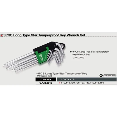 Image de TOPTUL GAAL0919 Ensemble de tournevis coudés TORX: T10, T15, T20, T25, T27, T30, T40, T45, T50 9