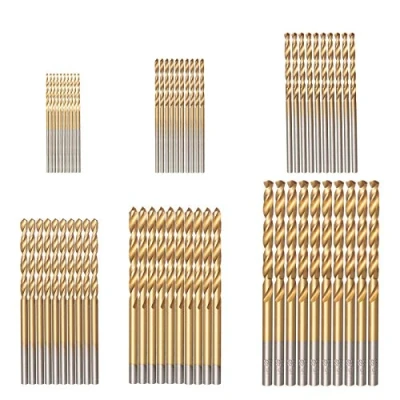 Image de HPMAISON Lot de 60 forets hélicoïdaux en acier rapide avec revêtement titane 1/1,5/2/2,5/3/3,5 mm pour bois, plastique et aluminium
