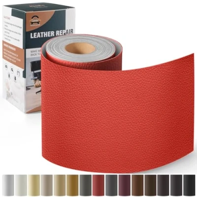 Image de Simili Cuir Autocollant, 10 x 160 cm Patch de réparation en Auto adhésif, Kit pour Sièges D&#039;auto, Canapés, Bateau, Chaises Rouge