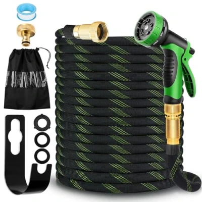 Image de Tuyau d&#039; Arrosage Extensible 15m Flexible et Léger avec 10 Modes de Pulvérisation, Raccords en Cuivre Haute Qualité pour Jardin, Nettoyage Voiture Soins des Animaux