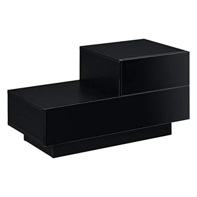 Image de [en.casa] Table de Nuit Élégante Meuble Rangement Polyvalent Commode Stylé Petit Tiroir Côté Droite Capacité Charge 8 kg Panneau Particules Mélaminé 38 x 70 35 cm Noir Brillant