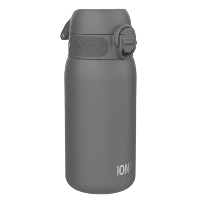 Image de Ion8 Gourde Enfant, Inox 400ml, Anti Fuite, Facile à Ouvrir, Verrouillage Sécurisé, Lavable au Lave Vaisselle, Poignée de Transport, Nettoyer, Durable, Acier Inoxydable, Gris