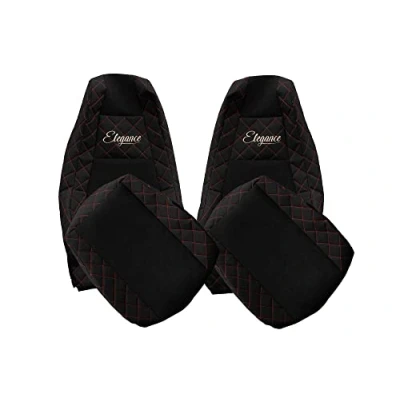 Image de F CORE Housses de Siege Camion compatibilité pour Scania R NEXTGEN S 01.17 Intégré conducteur Passager sièges Standard Noir/Rouge