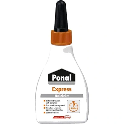Image de Ponal Express colle à bois, bois transparente séchage rapide pour de nombreux travaux collage et bricolage, résistante l&#039;eau en bouteille pratique 60 g.