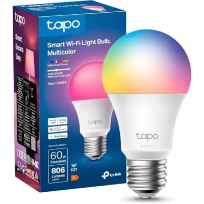 Image de Tapo Ampoule Connectée WiFi, LED E27 Multicolore 2500K 6500K, Dimmable 8.7 W 806Lm, Fonctionne avec Alexa, Commande Vocale, Economie d&#039;énergie, L530EA