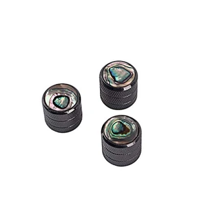 Image de Alnicov Boutons de guitare Pots d&#039;arbre 6 MM commande dôme en laiton avec perle Abalone pour basse électrique Tele 3 pièces (noir)