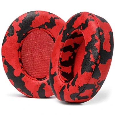 Image de WC Coussinets pour Beats Studio 2 &amp; 3 (B0501, B0500) avec et sans Fil par Wicked Cushions Ne Convient Pas à Solo Cuir PU Souple, Mousse améliorée adhésif Plus résistant Red Camo