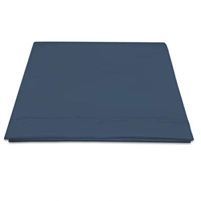 Image de Pizuna 100% Coton Pur Drap Plat 2 Personnes 270x310 cm Bleu foncé, Longue Tige 400 Fils Armure Satin de Luxe avec Ourlet élégant (Drap pour Lit foncé)