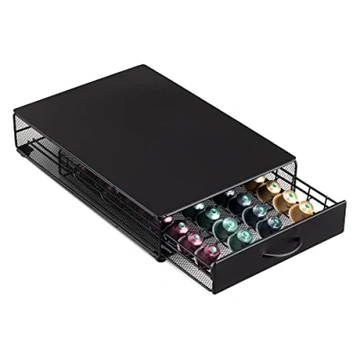 Image de Navaris Tiroir à Capsule de café Rangement Support en Fer pour 40x dosette Machine Vertuo Nespresso 41 x 26,4 8,9 cm Porte Capsules