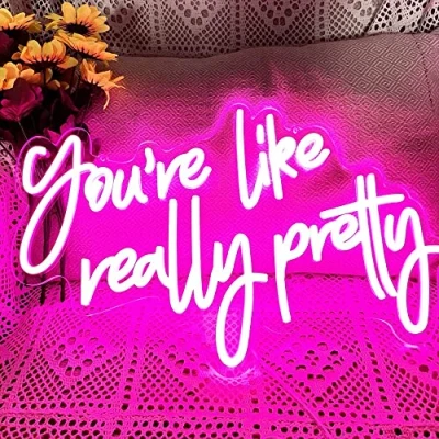 Image de You are Like Really Pretty Panneau néon à LED Rose pour décoration Murale, Enterrement de Vie Jeune Fille, fiançailles, Mariage, avec Interrupteur intensité Variable, Alimentation USB