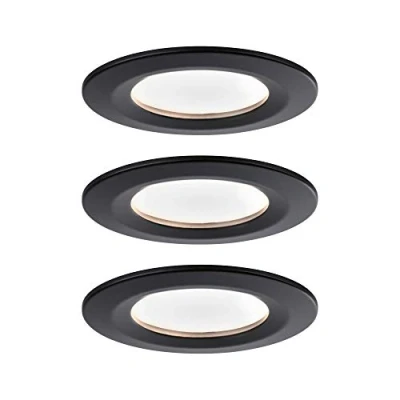 Image de Paulmann 94474 kit LED Nova Fixe Blanc Chaud 3 Niveaux Rond INCL. 3x6,5 Watts gradable projecteurs Noir Mat Spot alu Lampe encastrée 2700 K Coin, 19.5 W