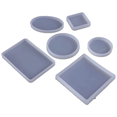 Image de Xfaiz Lot de 6 moules en silicone réutilisables pour moulage résine bijoux forme ronde carrée rectangulaire ellipse petits le béton ciment