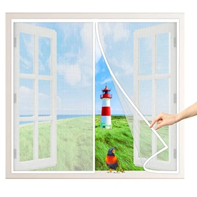 Image de Moustiquaire Fenetre AimantéE, 160x120 cm Facile à Installer Fermeture Automatique Anti Insecte Mouche pour d Entrée Intérieur Patio, Blanc P